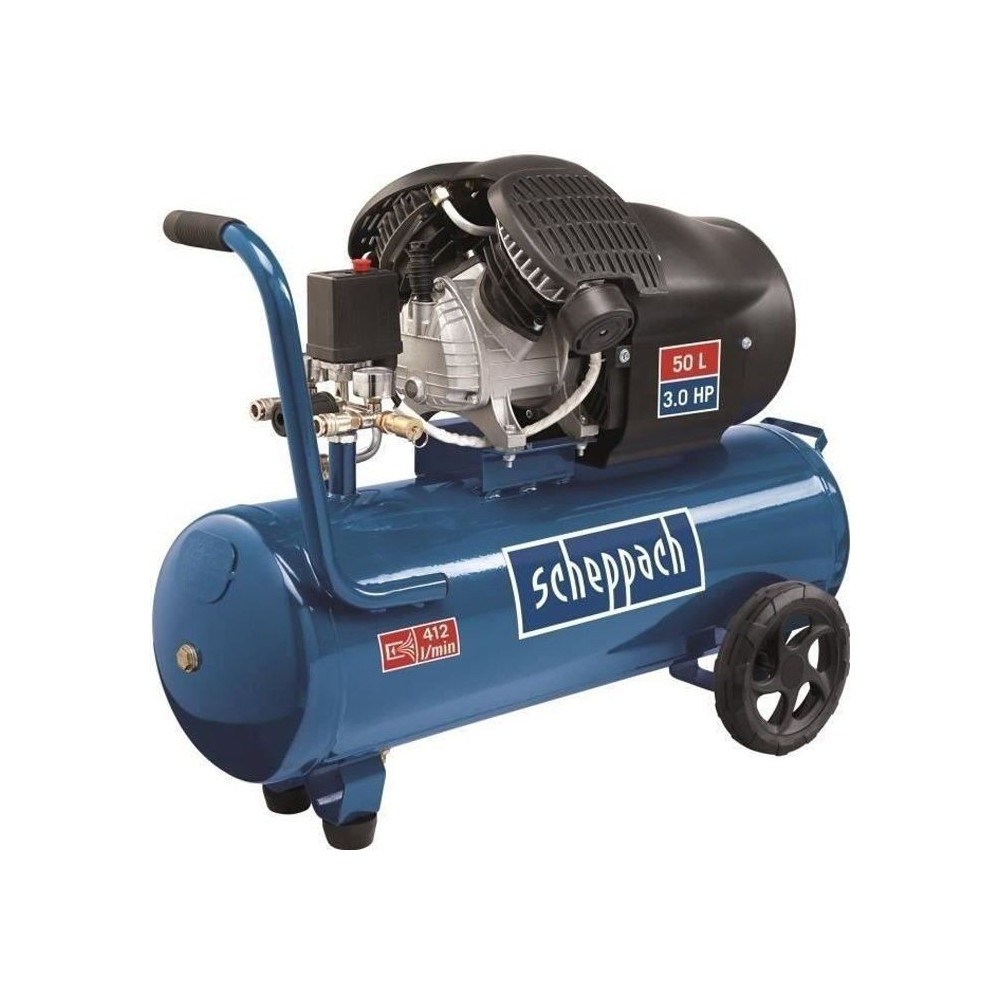 Compresseur d'air horizontal a double cylindres Scheppach HC53DC - 50L
