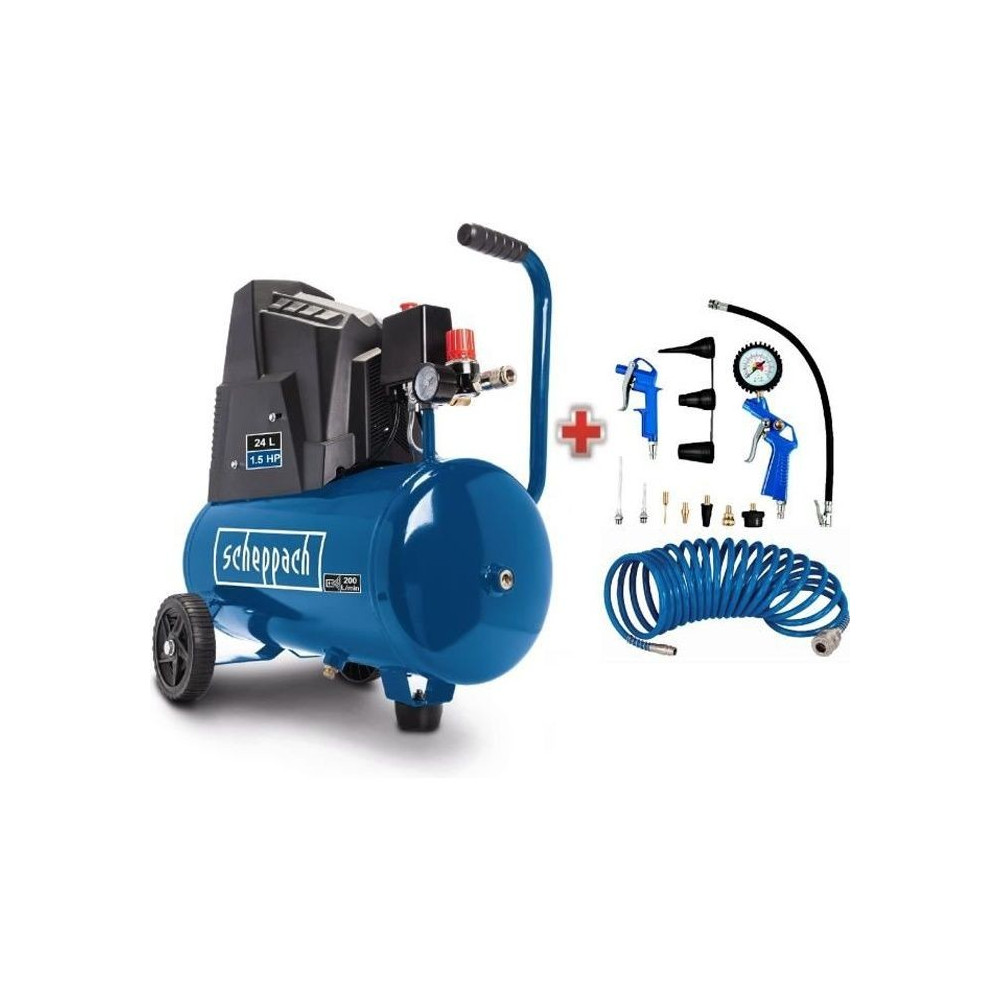 Compresseur d'air horizontal Scheppach HC30o - 24L - 110 W - 8 bars (L
