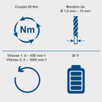 perceuse visseuse sans fil BC-DD60-X - brushless 60 Nm mandrin 13mm -