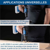 perceuse visseuse sans fil BC-DD60-X - brushless 60 Nm mandrin 13mm -