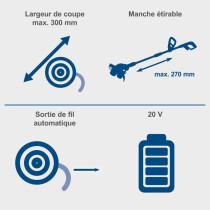 Coupe-bordures sans fil C-LT300-X - téléscopique + fonction 2 en 1 -