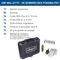 Perforateur sans fil C-RHD130-X - 1,3J 6000 bpm + forets, accessoires,