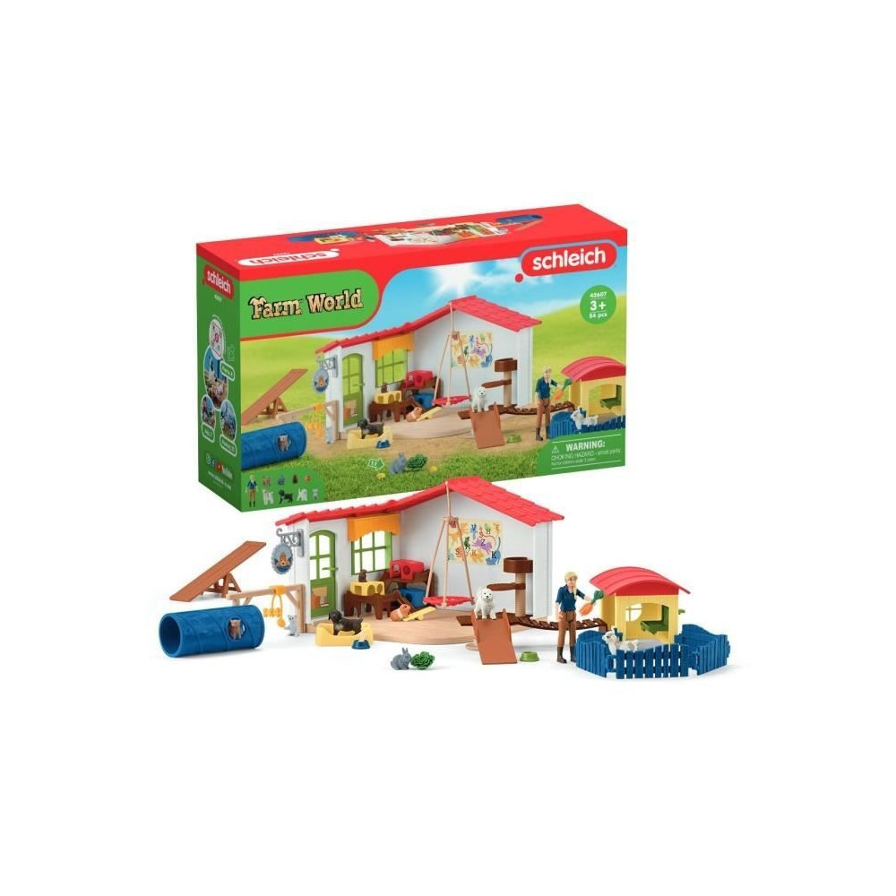 Hôtel des Animaux de la Ferme - Grand coffret de 54 Pieces de Jouets
