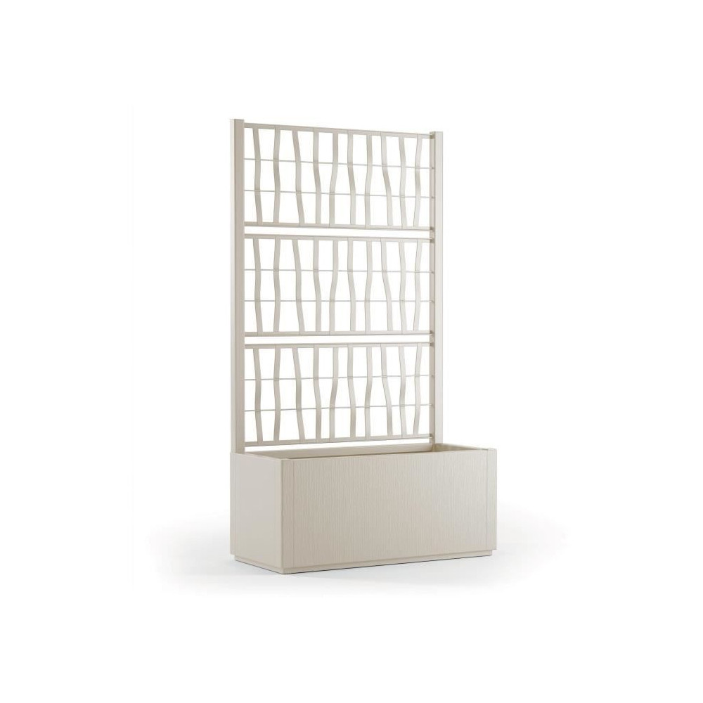 Bac a fleur Ethica rectangulaire 80 cm avec treillis craie Bac a fleur Ethica rectangulaire 80 cm avec treillis craie