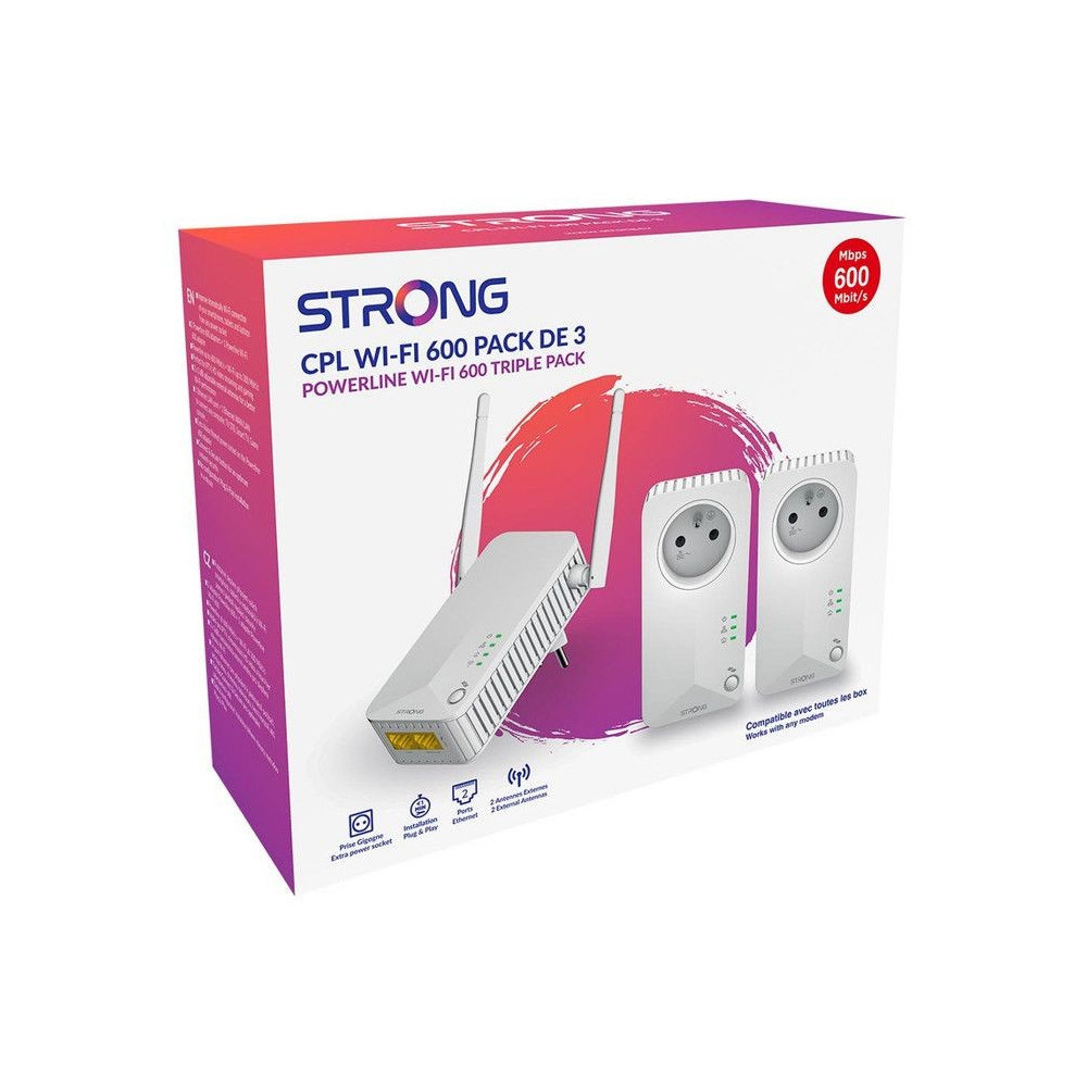Kit CPL - STRONG - Powerline Wi-Fi 600 Triple Pack - Point d'Acces 300