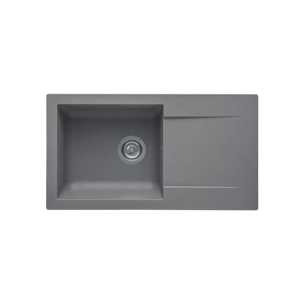 STRADOUR Evier a encastrer EINNA, en SMC GRIS BETON - 16, 1 bac, dim.