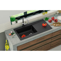 Evier a encastrer en résine 1000 x 500 mm 1 grande cuve - Noir - STRA