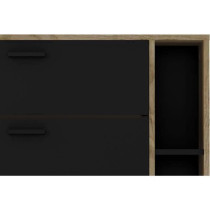 Meuble a chaussures LEONA 2 Portes - Mélaminé noir et contour chene
