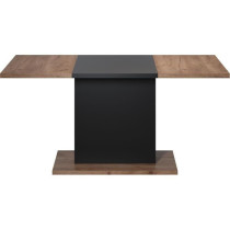 Table a manger KENDO 6 personnes - Mélamine chene ambré et noir mat