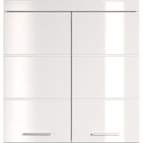 Meuble haut de salle de bain AMANDA - 2 portes - Blanc brillant - L73