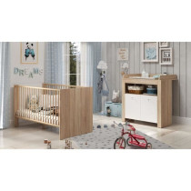 Chambre bébé duo PIA - Lit 70x140 cm + Commode a langer 2 portes - D