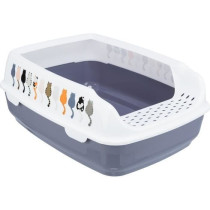 Bac a litiere - TRIXIE - Delio - Rebord - Imprimé Gris et blanc - 38