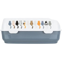Bac a litiere - TRIXIE - Delio - Rebord - Imprimé Gris et blanc - 38