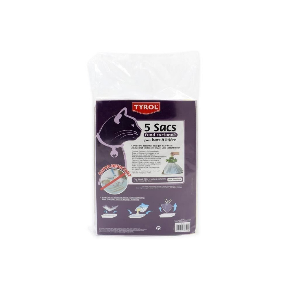 Sac pour bac a litiere - TYROL - Lot de 5 - Fond cartonné - Résiste