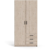 Armoire VEGA - Décor Gris anthracite - 2 portes + 3 tiroirs - L 98,5
