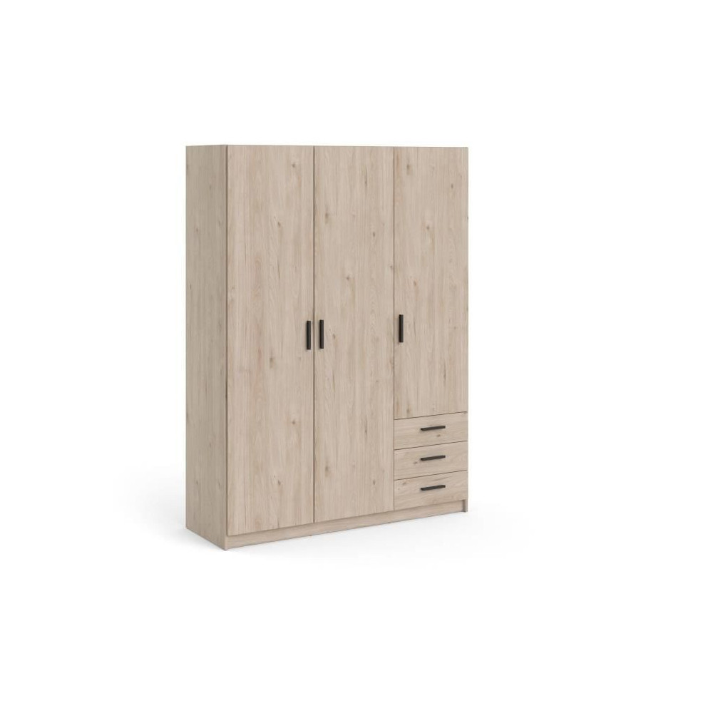 Armoire VEGA - Décor Gris anthracite - 3 portes + 3 tiroirs - L 147 x