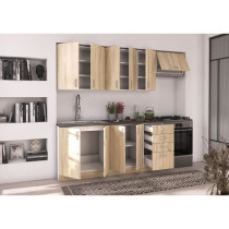 SARA Cuisine complete modulable - 7 éléments - Décor chene sonoma -