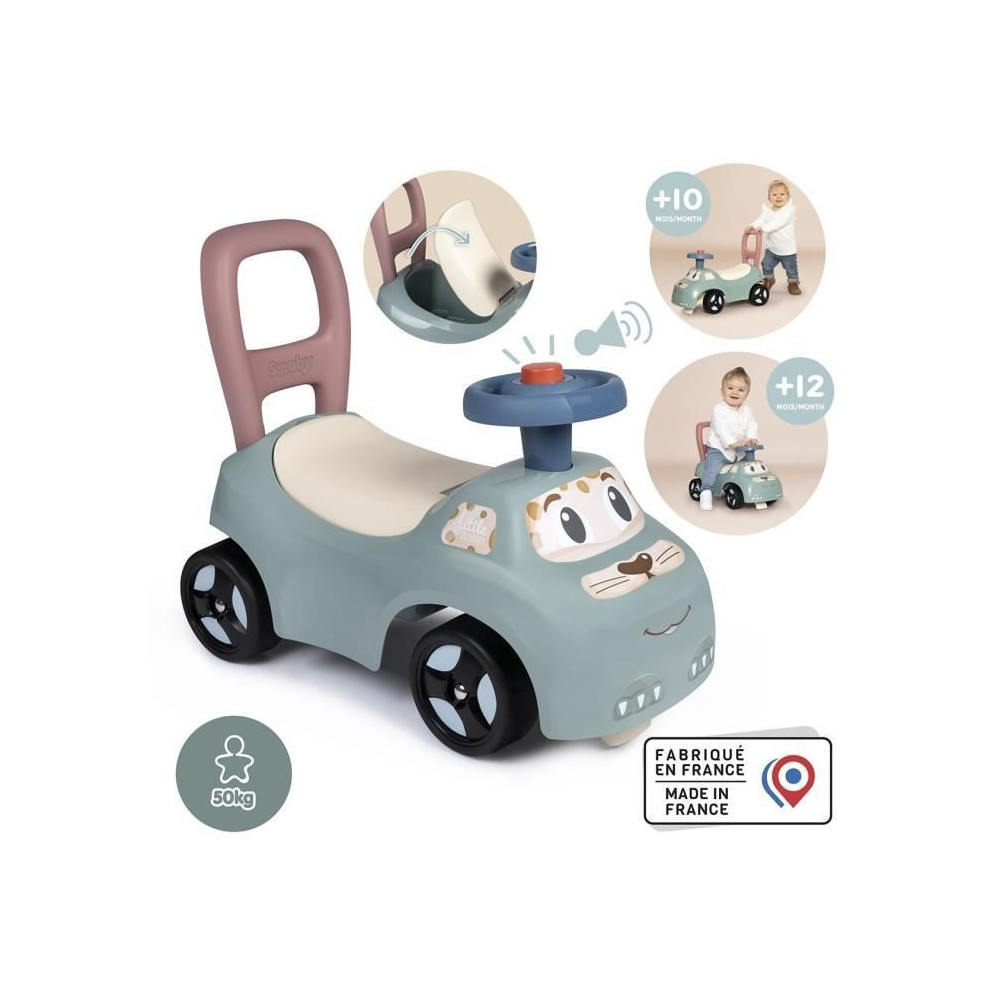 Little Smoby - Porteur Auto - Coffre sous la selle + siege - Klaxon -