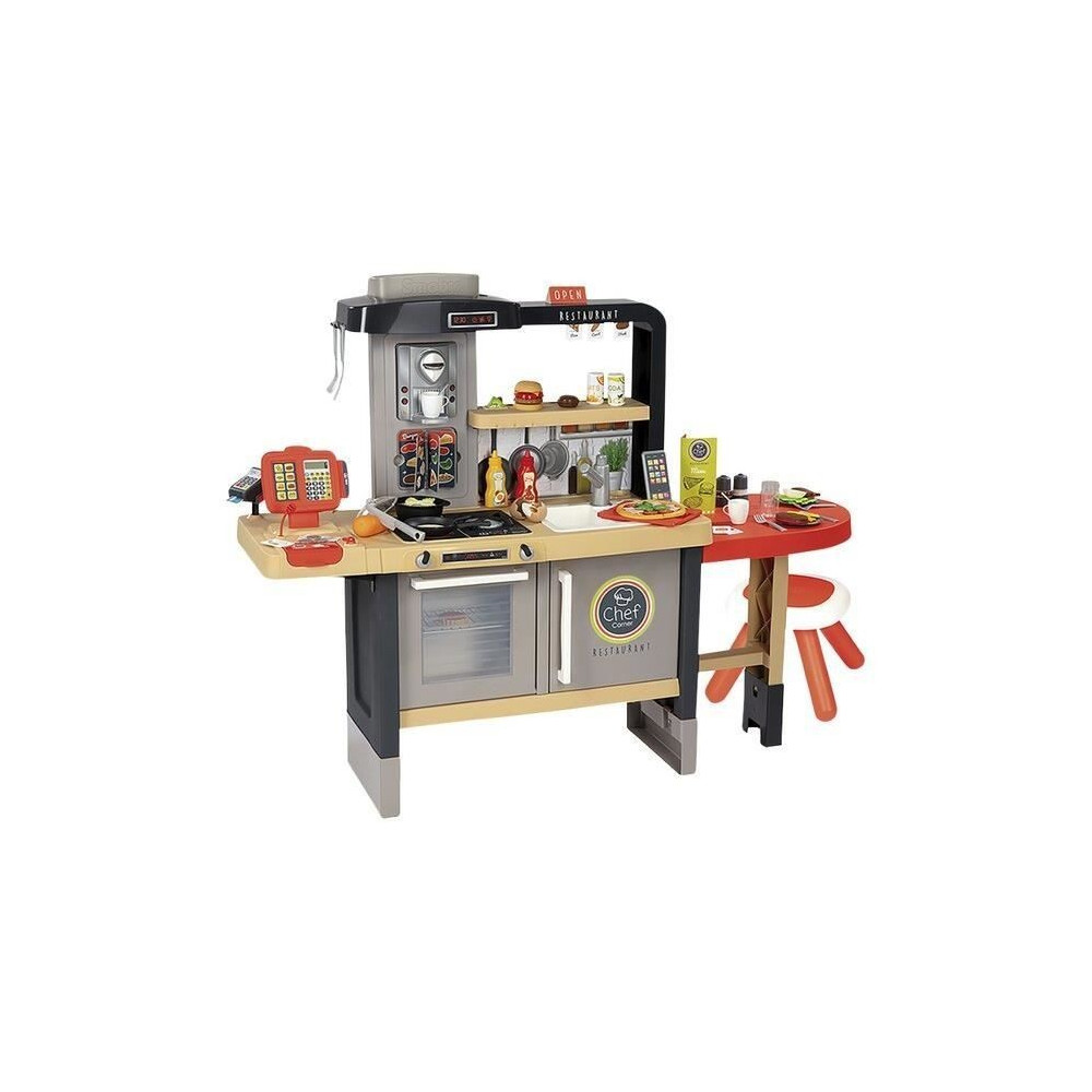 Smoby - Cuisine Restaurant Chef - Dînette 3 espaces de jeux - 70 acce