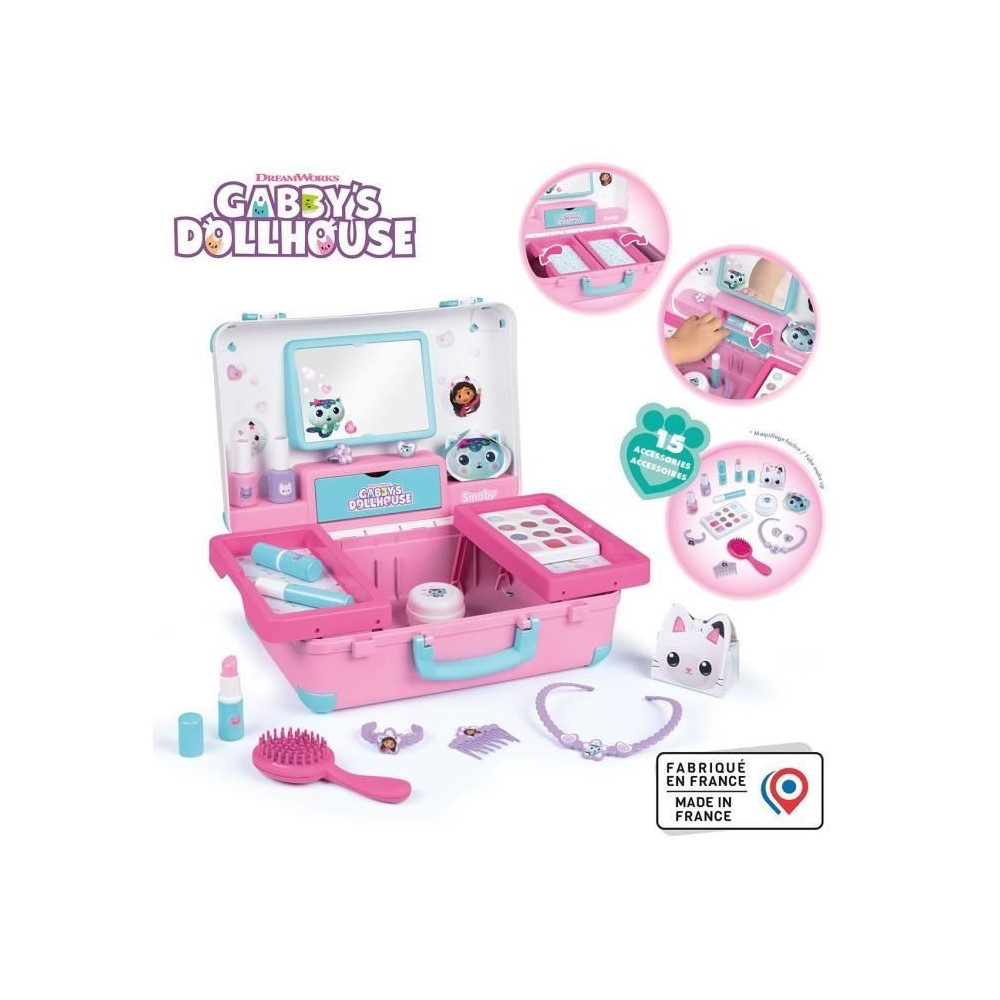 Smoby - Gabby et la Maison Magique - Valise beauté facile a transport