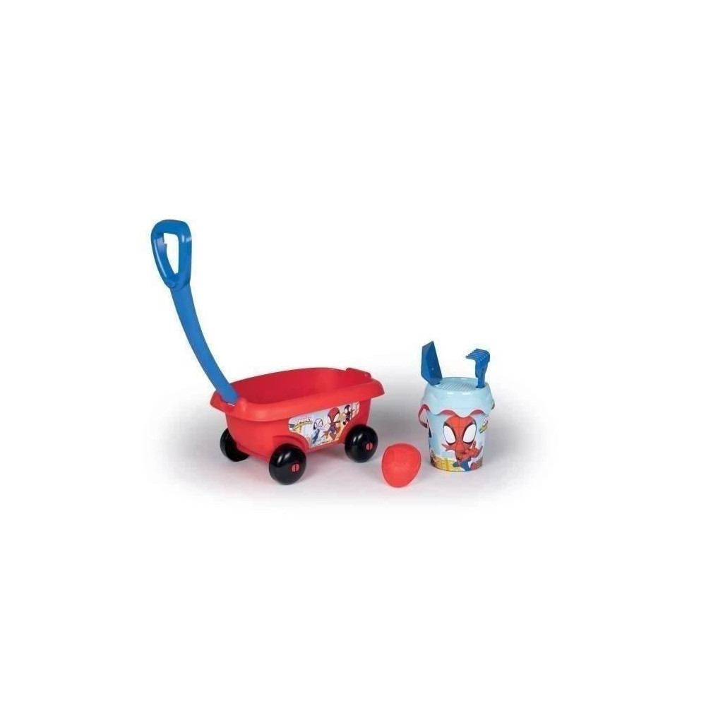 Smoby - Chariot de plage garni Spidey - Fabriqué en France - Pour enf