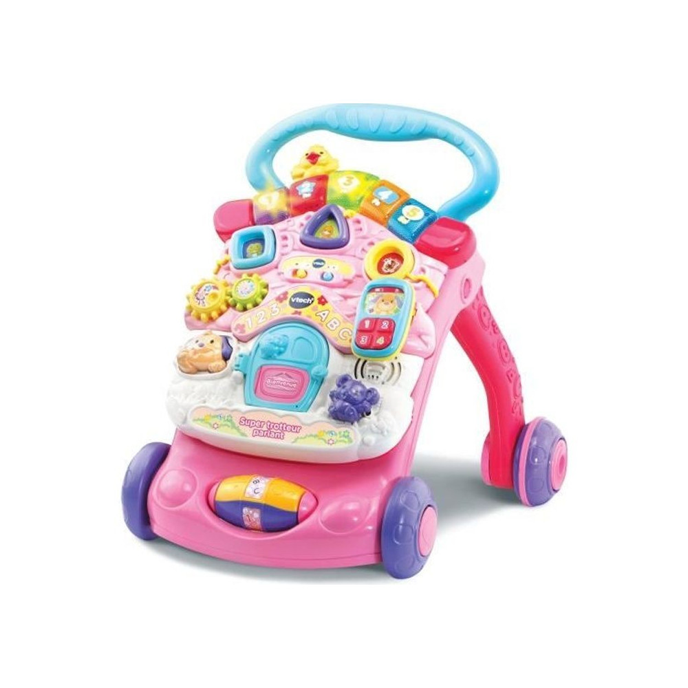 Trotteur parlant 2 en 1 VTECH - Super Trotteur - Rose pour bébé de 9