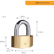 Cadenas de sécurité Hammer - YALE - Y2B/80/138/1 - Laiton 80 mm - An