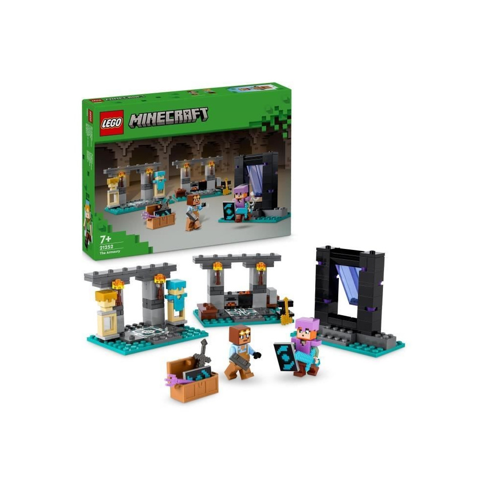 LEGO 21252 Minecraft L'Armurerie, Jouet avec Forge d'Armes avec Person