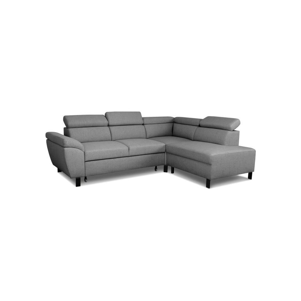 Canapé d'angle convertible - 4 personnes - STAN - Tissu Anthracite -