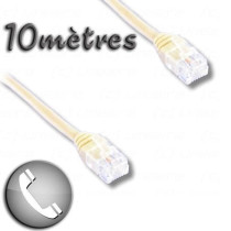 Cordon ADSL RJ11 mâle / RJ11 mâle 10m - LINEAIRE - Connecteur RJ11 6