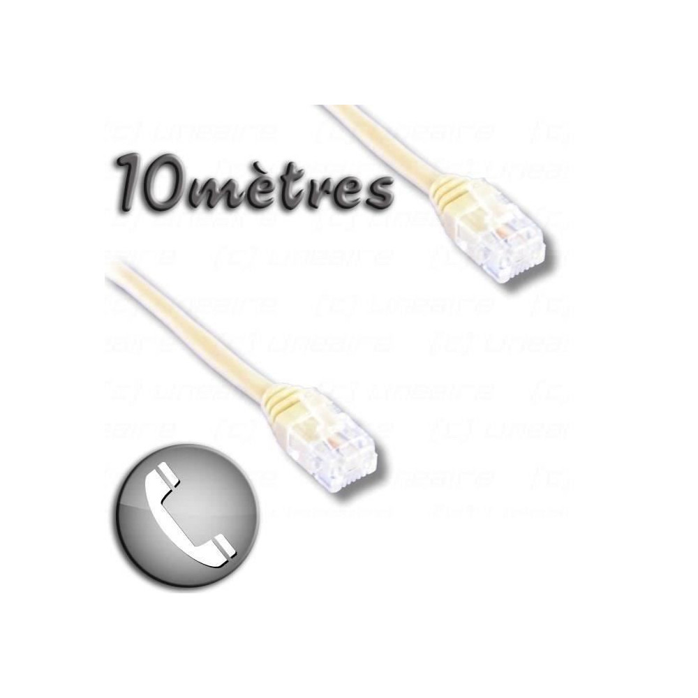 Cordon ADSL RJ11 mâle / RJ11 mâle 10m - LINEAIRE - Connecteur RJ11 6