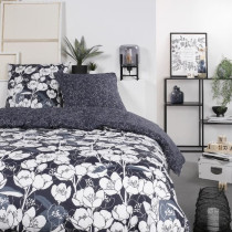 Parure de lit Mawira - 2 personnes - 260 x 240 cm - 100% coton - Bleu