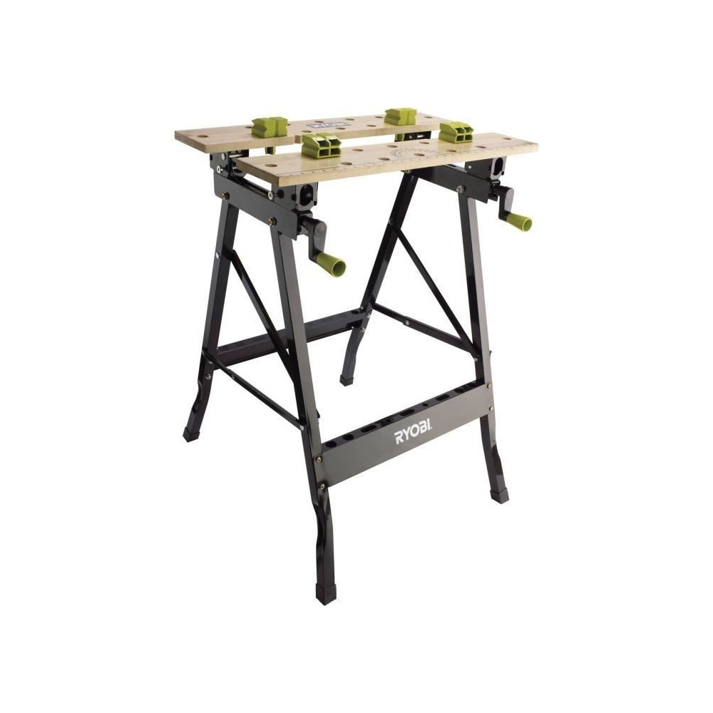 RYOBI - Etabli pliable orientable a 90° - table bambou 605 x 625 x 79