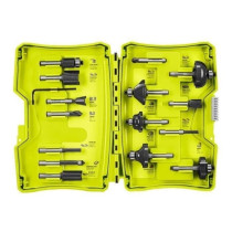RYOBI - Coffret 15 fraises panachées queue diam. 6 mm + clé pour dé