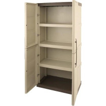 Armoire de rangement haute en résine TOOD - 3 tablettes - Taupe/écru