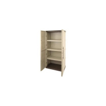 Armoire de rangement haute en résine TOOD - 3 tablettes - Taupe/écru