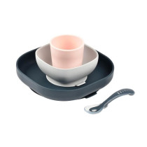 Coffret Repas Silicone - BEABA - Night Blue - Assiette, Bol, Verre, Cu