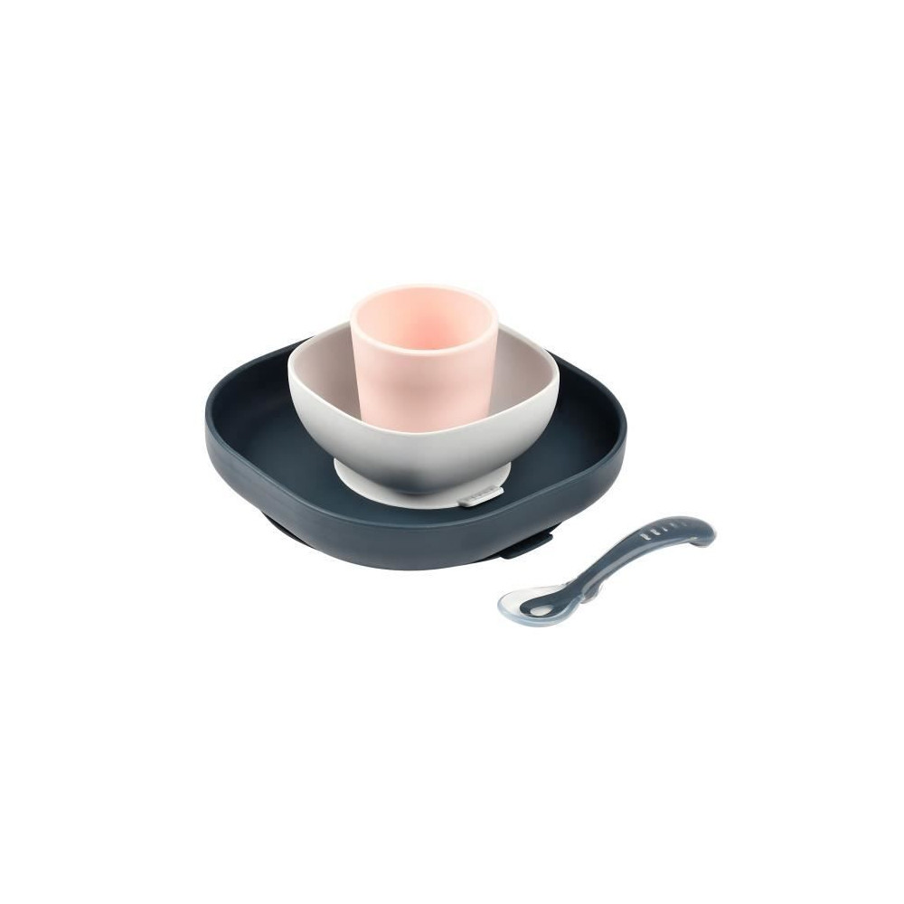 Coffret Repas Silicone - BEABA - Night Blue - Assiette, Bol, Verre, Cu