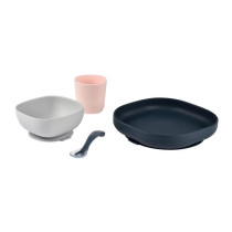 Coffret Repas Silicone - BEABA - Night Blue - Assiette, Bol, Verre, Cu