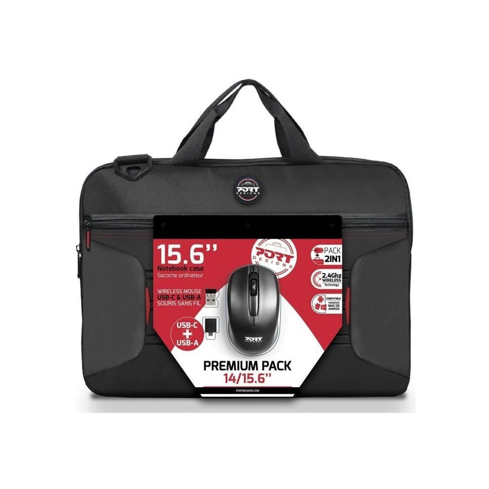 Premium Pack Sacoche PC + Souris sans fil + Dungle USB & Adaptateur Ty