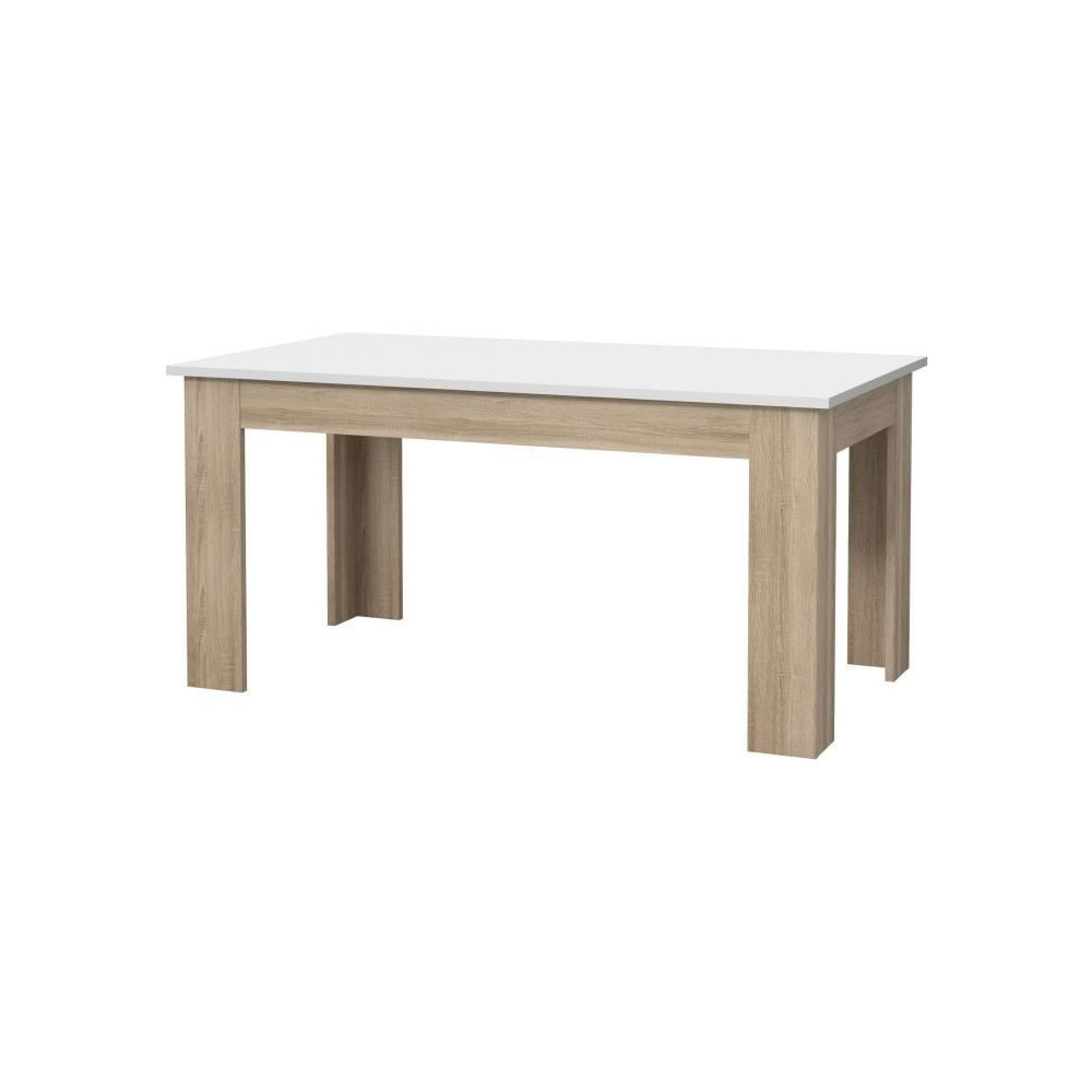 Table a manger PILVI - 6 a 8 personnes - Blanc mat et chene sonoma - C