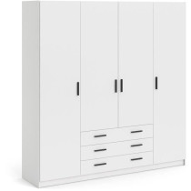 Armoire VEGA - Décor Blanc mat - 4 portes + 3 tiroirs - L 195,5 x P 4