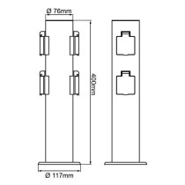 BRILLIANT - DODY Borne avec 4 prises noir métal/plastique E27 LED xW
