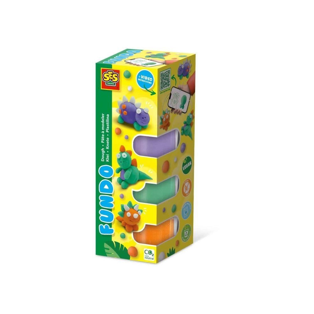 Pâte a modeler FunDo - Dinosaures (3x90gr-1x40gr) - SES CREATIVE - In