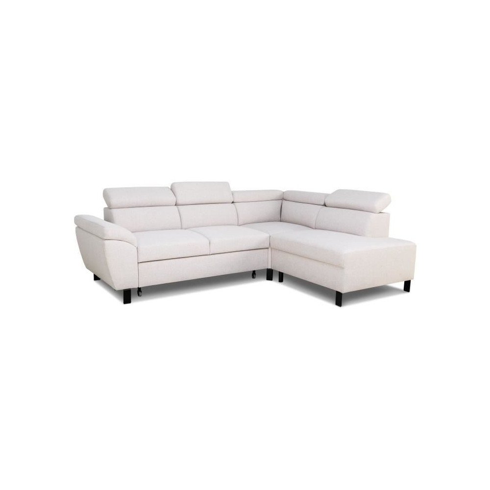 Canapé d'angle convertible - 4 personnes - STAN - Tissu Beige - 3 té