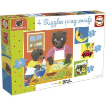 Puzzle - EDUCA - Petit Ours Brun : 4 puzzles progressifs pour enfants