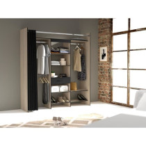 Dressing - PARISOT - VICTOR - Décor Chene dakota / Noir - 184 x 203 x