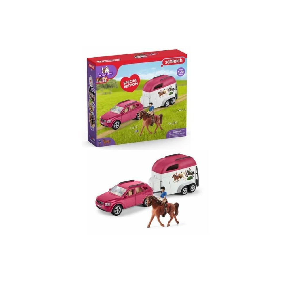 Voiture avec remorque pour chevaux, Coffret schleich avec 1 cheval sch
