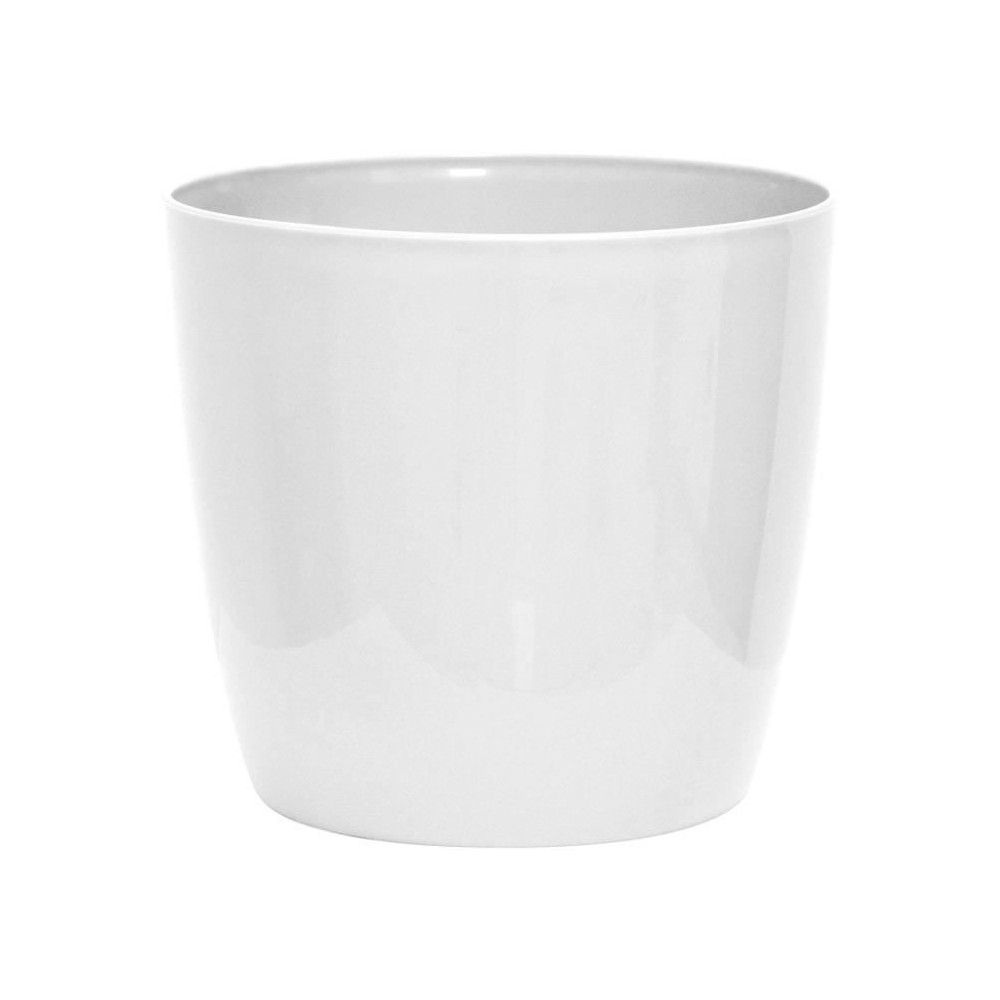 Cache-pot brillant - GARDEN ID - Shiny Blanc avec roulettes - 30 x 27