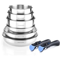 ARTHUR MARTIN AM5538 - 8-piece stainless steel cookware set: 3 pans, 3